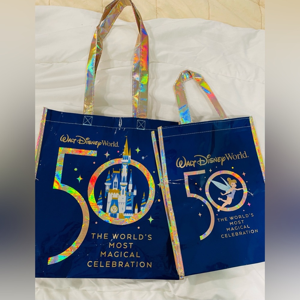 Walt Disney World Resort 50th Anniversary Reusable Tote Bag- set of 2
